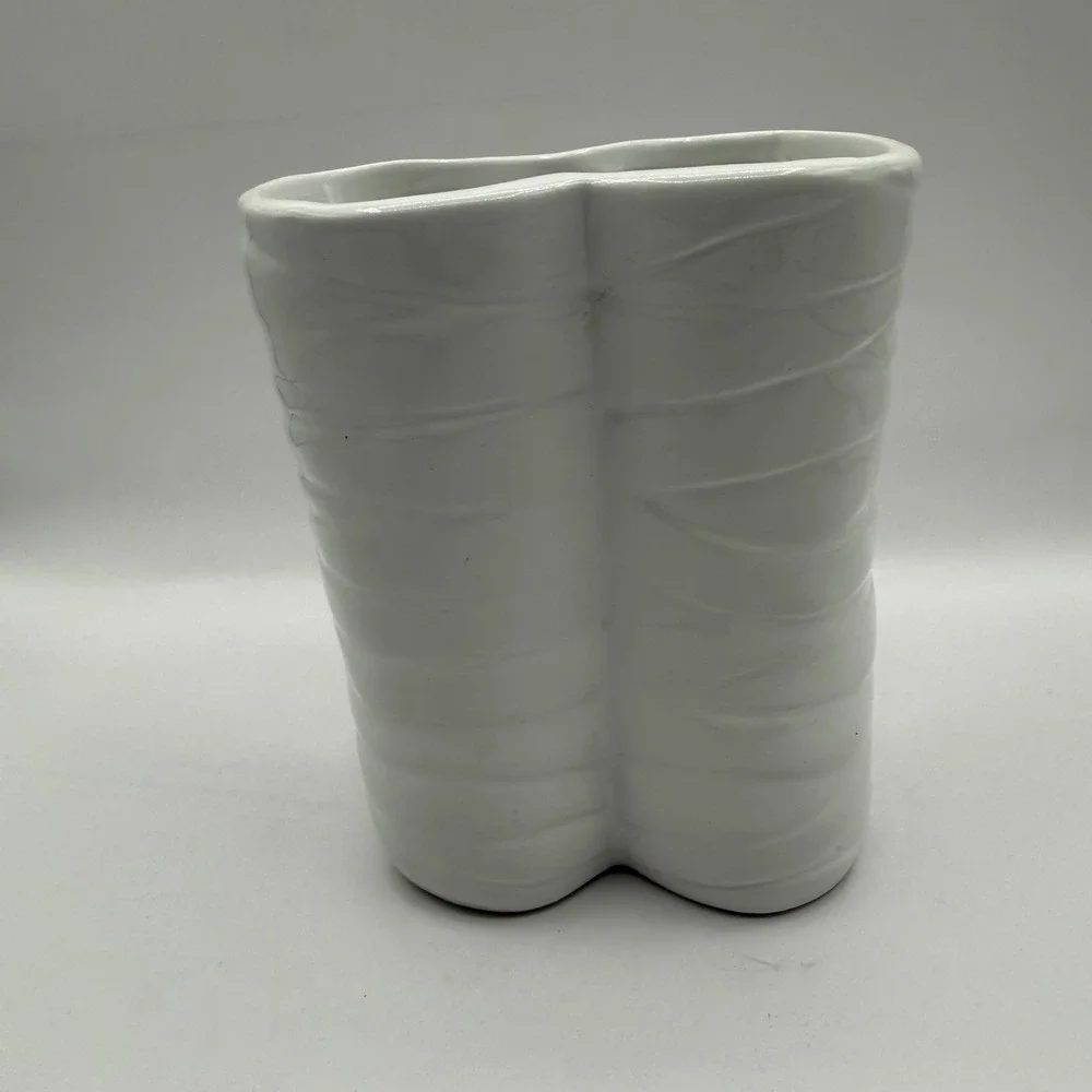 Target Bullseye Playground Mummy Feet Halloween Ceramic Vase Planter White 6.5in